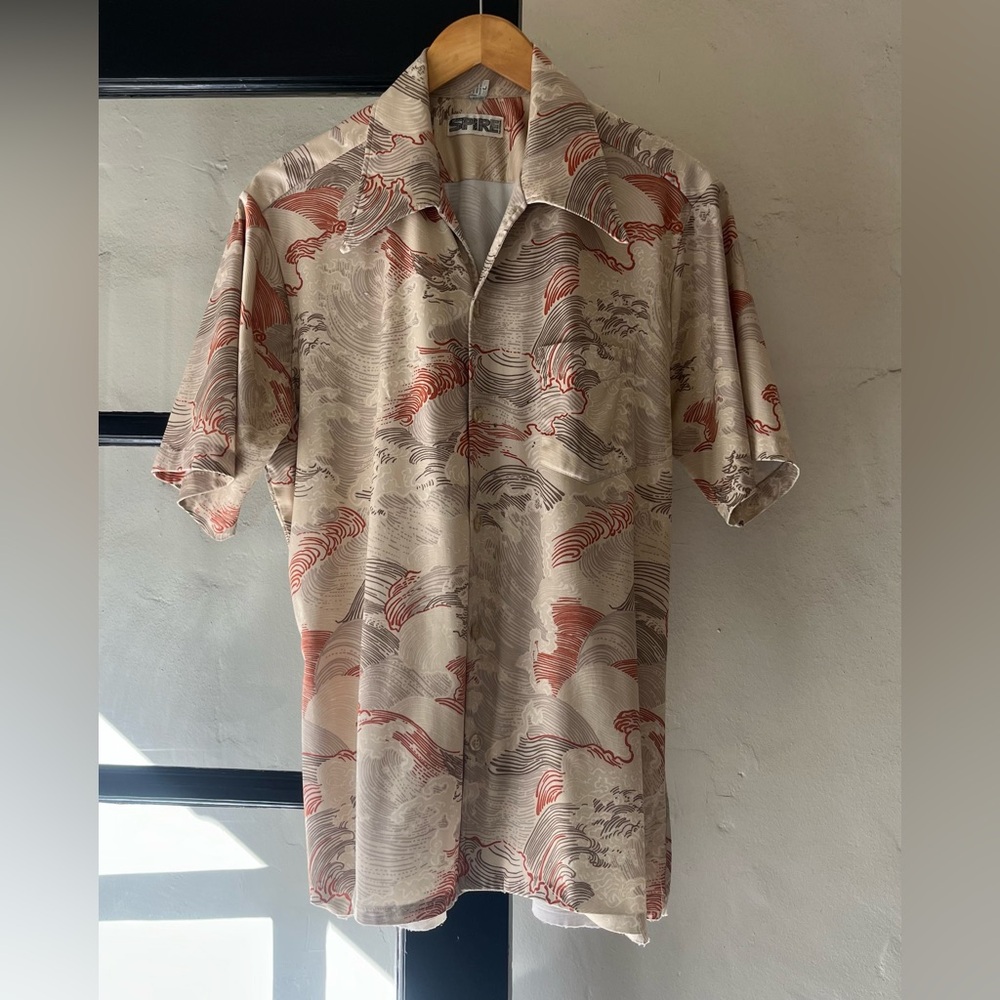 Vintage 70’s Spire California Abstract Print Mens Button Up Shirt